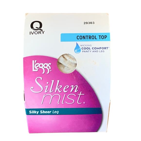 L'eggs Pantyhose Nylons Silken Mist Silky Sheer Leg Control Top Q Ivory - Picture 1 of 11